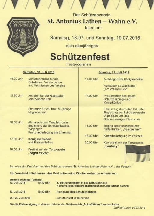 Schützenfest 2015 Lathen-Wahn