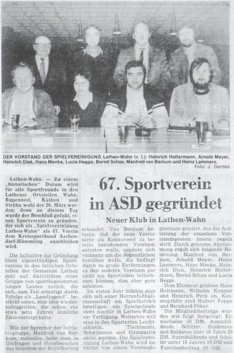 neue Sportverein in Lathen-Wahn